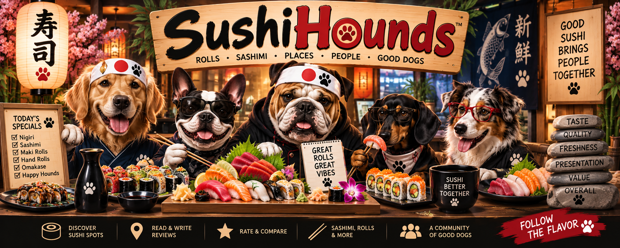 SushiHounds &mdash; Rolls. Sashimi. Places. Good Dogs.